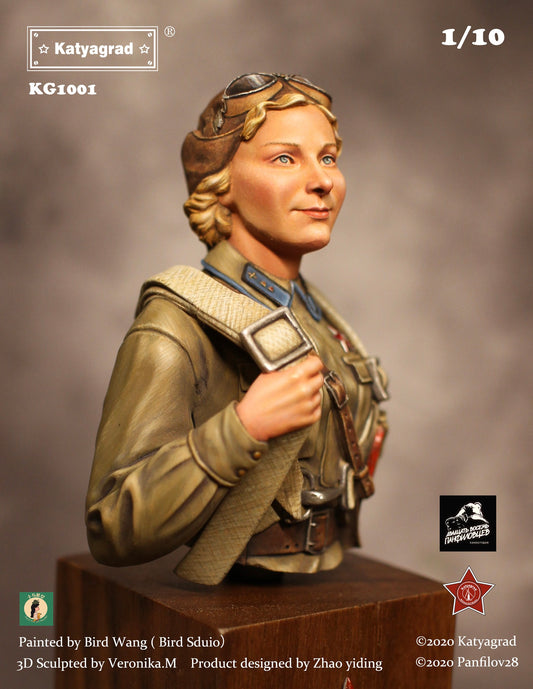 KATYAGRAD MINIATURES 1:10 BUST WWII SOVIET HERO PILOT LIDIYA LITVYAK  1942