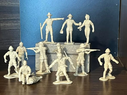MARX TOYS RECAST 54 MM DAKTARI PLAYSET THE HUNTERS REISSUE-16 FIGURES- TAN