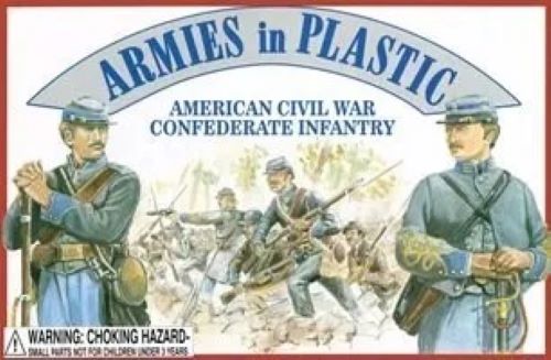 ARMIES IN PLASTIC 5411 AMERICAN CIVIL WAR CONFEDERATE INFANTRY- 16 FIGURES- GREY