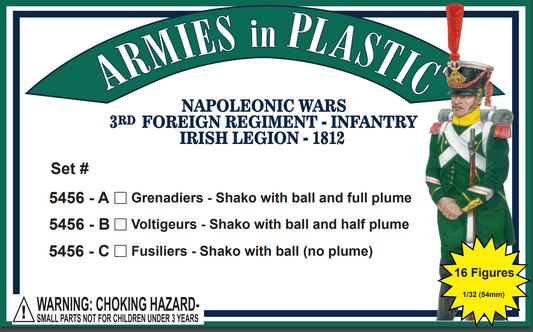 ARMIES IN PLASTIC 5456-A NAPOLEONIC WARS 3RD FOREIGN REGIMENT IRISH GRENADIERS
