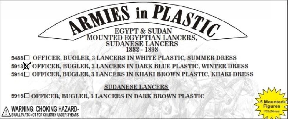 ARMIES IN PLASTIC 5913 EGYPT & SUDAN MOUNTED EGYPTIAN & SUDANESE LANCERS 1882