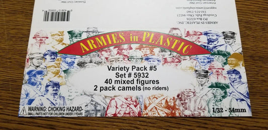 ARMIES IN PLASTIC 5932 VARIETY PACK #5 40 FIGURES + 2 PACK CAMELS (NO RIDERS)