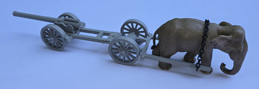 ARMIES IN PLASTIC 5988ODJ 4.7 Naval Gun W/Limber Pulled by 1 Elephant (OD GREEN)