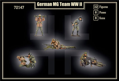 MARS  1:72 SET 72147   WWII GERMAN MG TEAM  32 FIGURES /  8 POSES  + 8 MG (BLUE)