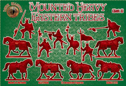 DARK ALLIANCE 1:72 FANTASY SET ALL72058 MOUNTED HEAVY EASTERN TRIBES (GREEN)