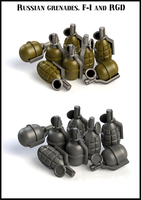 EVOLUTION MINIATURES DIOROMA ACCESSORIES EMA-35007 RUSSIAN GRENADES F-1 & RGD