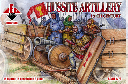 REDBOX 1:72  RB72038 15TH CENTURY HUSSITE ARTILLERY (15 FIGURES & 3 GUNS) BROWN