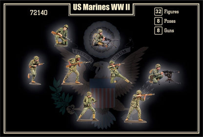 MARS  1:72 SET 72140 WWII U.S. MARINES 32 FIGURES, 8 GUNS (GREY)