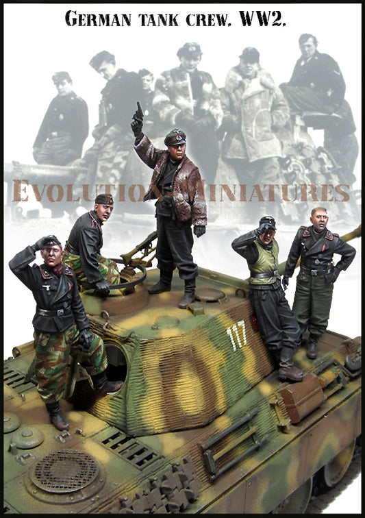 EVOLUTION MINIATURES 1:35 BIG SET BS8  WW2 GERMAN TANK CREW  (5 FIGURES)