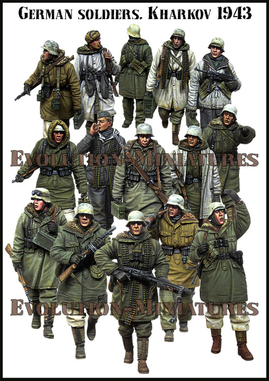 EVOLUTION MINIATURES 1:35 BIG SET 9 GERMAN SOLDIERS, KHARKOV 1943 (15 FIGURES)