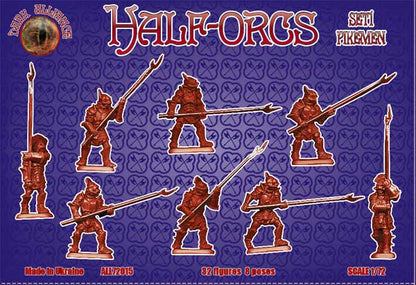 DARK ALLIANCE 1:72 FANTASY SET ALL72015 HALF-ORCS SET 1 PIKEMEN 32 FIGURES