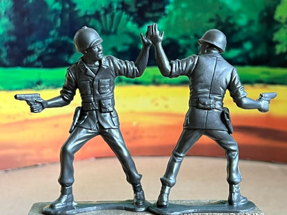 MARX RECAST 80 MM WWII AMERICAN G.I.'s 12 FIGURES, 6 POSES (GREY PLASTIC)