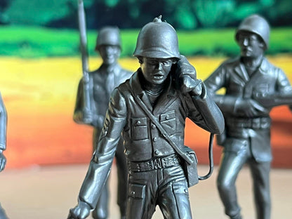 MARX RECAST 80 MM WWII AMERICAN G.I.'s 12 FIGURES, 6 POSES (GREY PLASTIC)