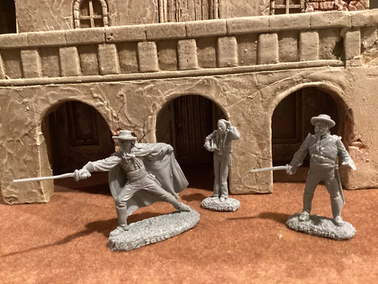 LOD Enterprise  LOD083 ZORRO 3 FIGURE CHARACTER SET- GRAY (FROM BARZSO PLAYSETS)