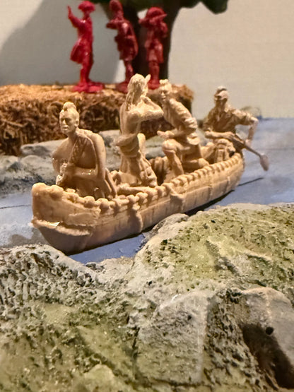 LOD Enterprises Barzso Plastic Figure Set LOD070 CANOE WITH MOHAWK INDIANS