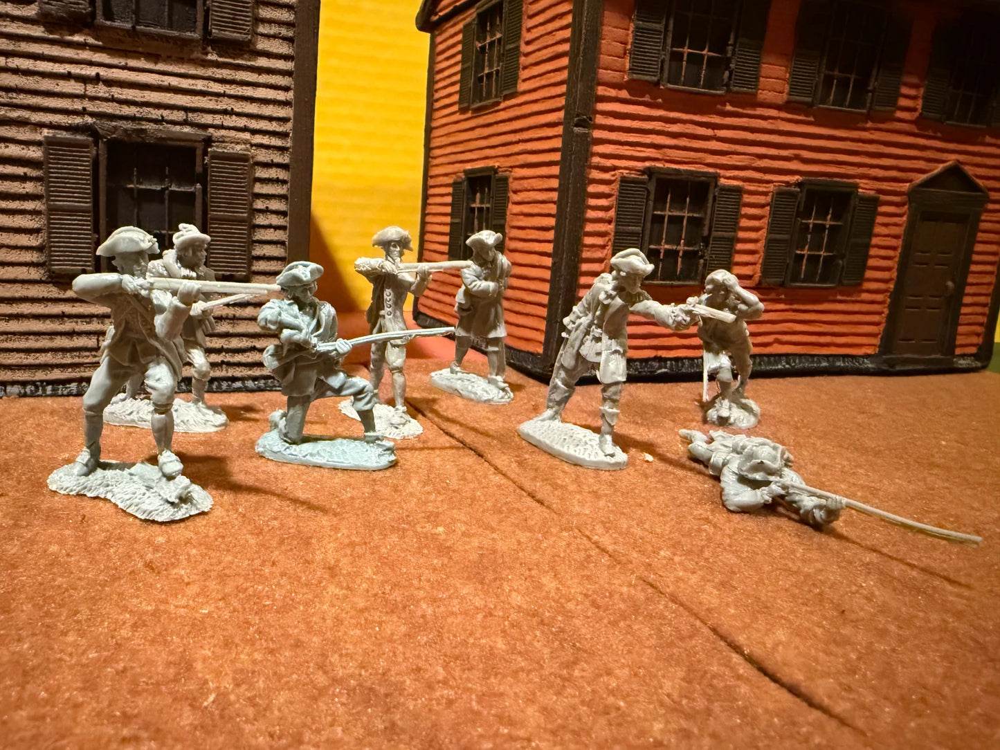 LOD Enterprises Set LOD087 BARZSO RESIN COLONIAL MILITIA PLAYSET-8 FIGURES-GRAY