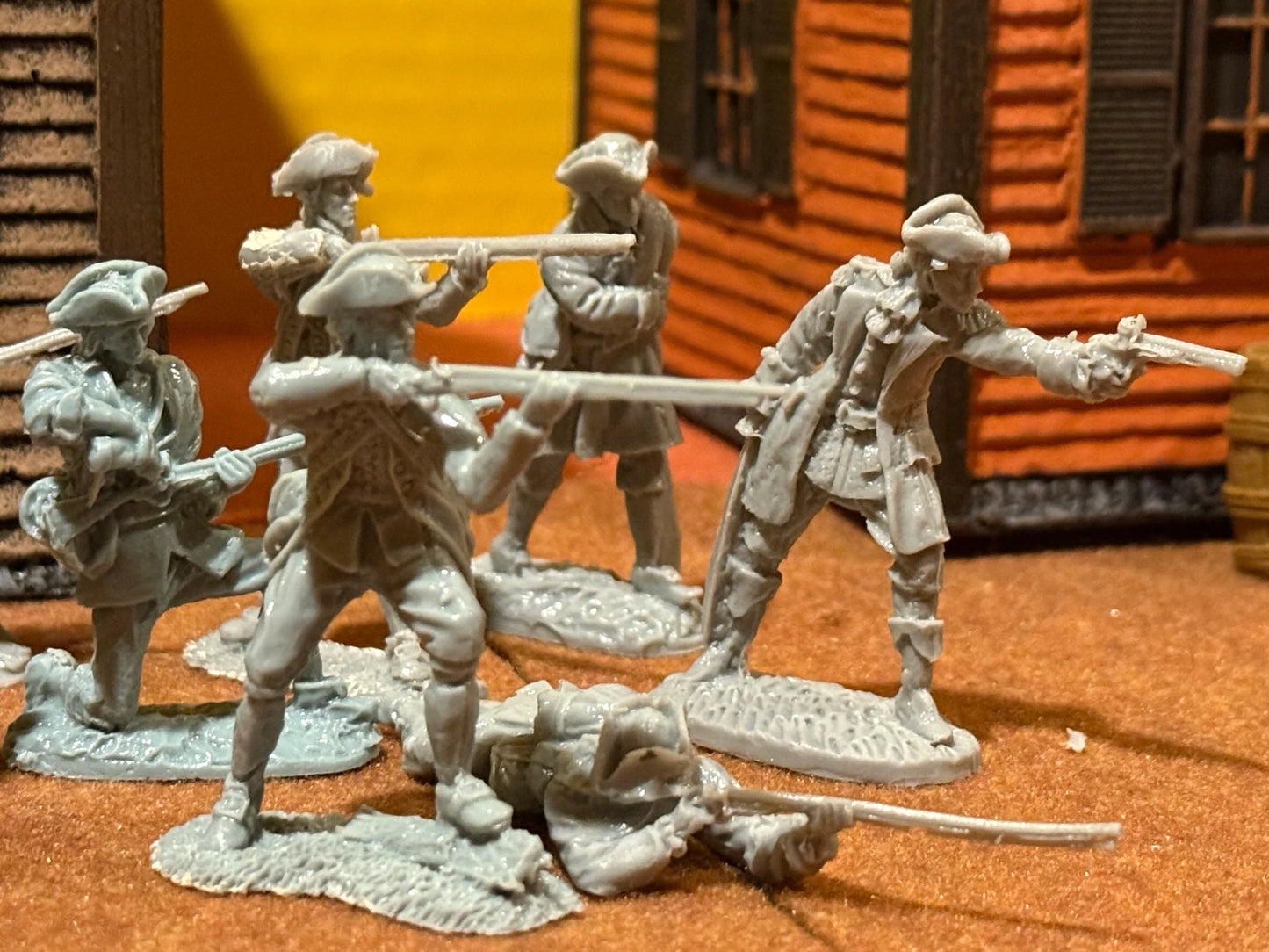 LOD Enterprises Set LOD087 BARZSO RESIN COLONIAL MILITIA PLAYSET-8 FIGURES-GRAY
