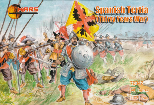 MARS  1:72 SET 72042 THIRTY YEARS WAR SPANISH TERTIA  (48 FIGURES) KHAKI OR GREEN