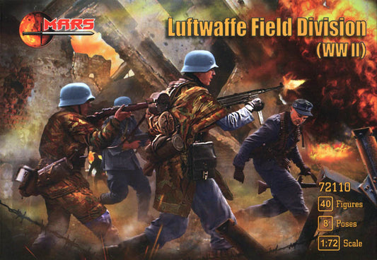 MARS  1:72 SET 72110 WWII GERMAN LUFTWAFFE FIELD DIVISION- 40 FIGURES (GREEN)