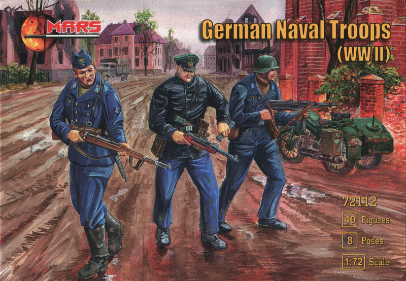 MARS  1:72 SET 72112 WWII GERMAN NAVAL TROOPS (40 FIGURES) GRAY