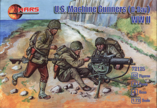 MARS  1:72 SET 72125 WWII U.S. MACHINE GUNNERS (D-DAY) 32 FIGURES + 8 MG (GREEN)