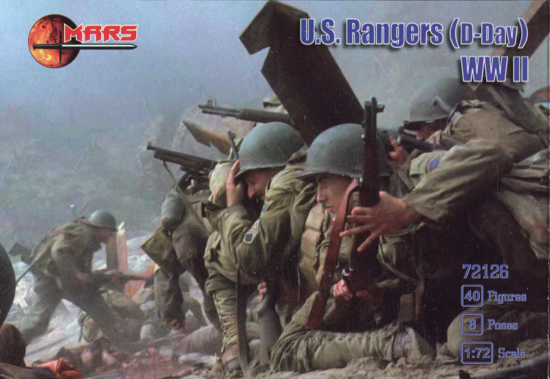 MARS  1:72 SET 72126 WWII U.S. RANGERS (D-DAY)  40 FIGURES/ 8 POSES (GREEN)
