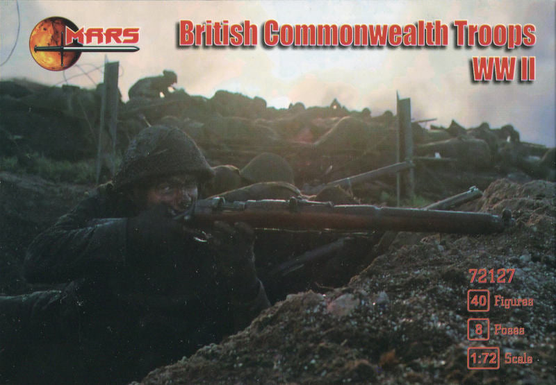 MARS  1:72 SET 72127 WWII BRITISH COMMONWEALTH TROOPS (40 FIGURES/8 POSES) GREEN