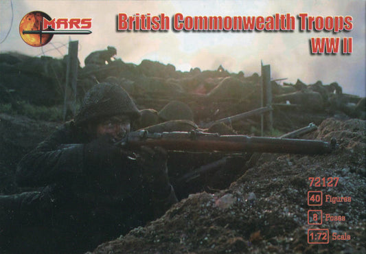 MARS  1:72 SET 72127 WWII BRITISH COMMONWEALTH TROOPS (40 FIGURES/8 POSES) GREEN