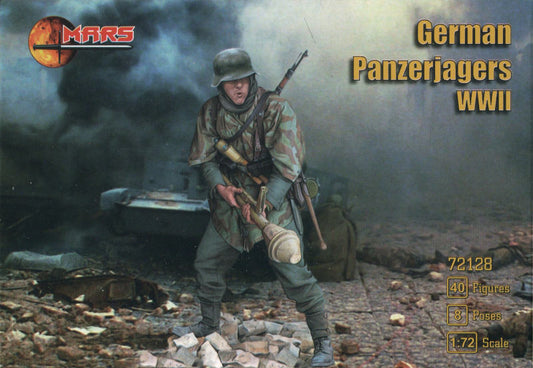 MARS  1:72 SET 72128 WWII GERMAN PANZERJAGERS- 40 FIGURES/ 8 POSES (GRAY)