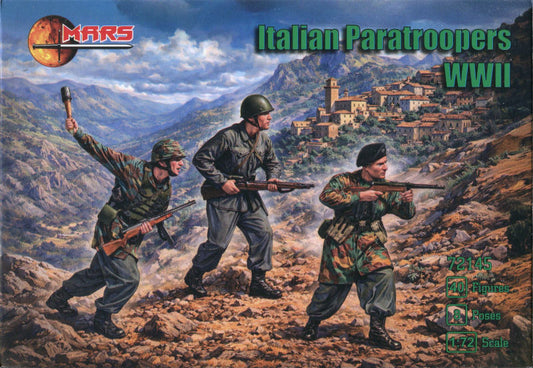 MARS  1:72 SET 72145  WWII ITALIAN PARATROOPERS -GRAY- 40 FIGURES/ 8 POSES