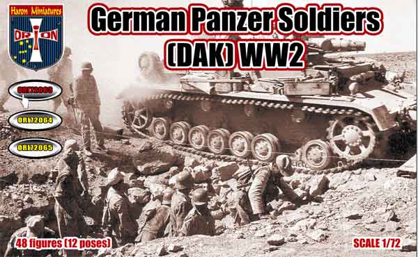 ORION 1:72 WORLD WAR II 0RI72063 GERMAN PANZER SOLDIERS (DAK) 48 FIGURES