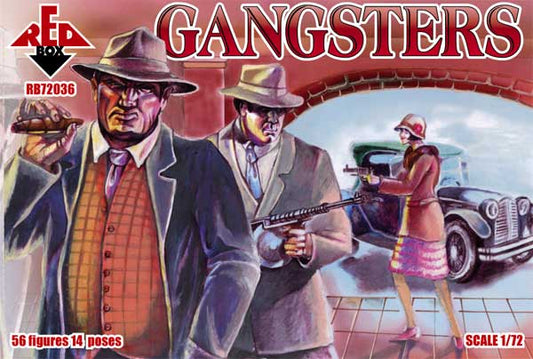 REDBOX 1:72  RB72036 GANGSTERS (56 FIGURES/ 14 POSES) DARK RED