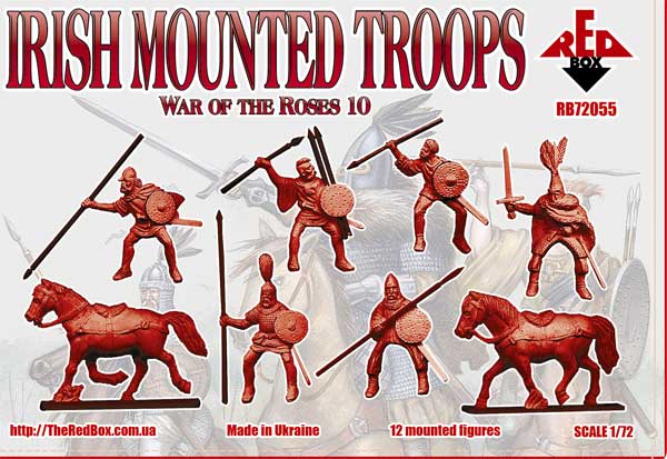 REDBOX 1:72 RB72055 WAR OF THE ROSES 10 IRISH MOUNTED TROOPS -12 MOUNTED FIGURES