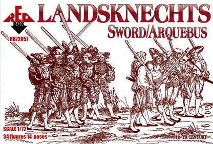 REDBOX 1:72 RB72057 16TH CENTURY LANDSKNECHTS (SWORD/ARQUEBUS) 34 FIGURES