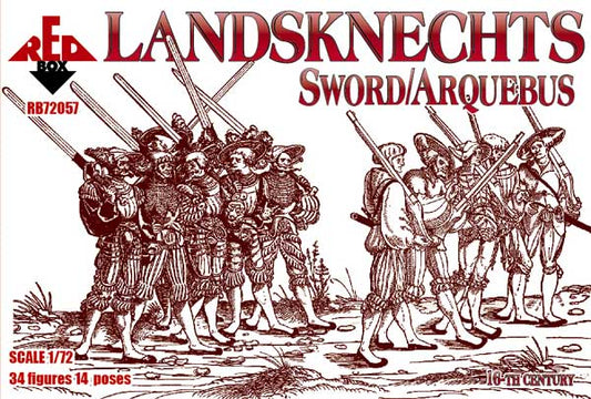 REDBOX 1:72 RB72057 16TH CENTURY LANDSKNECHTS (SWORD/ARQUEBUS) 34 FIGURES