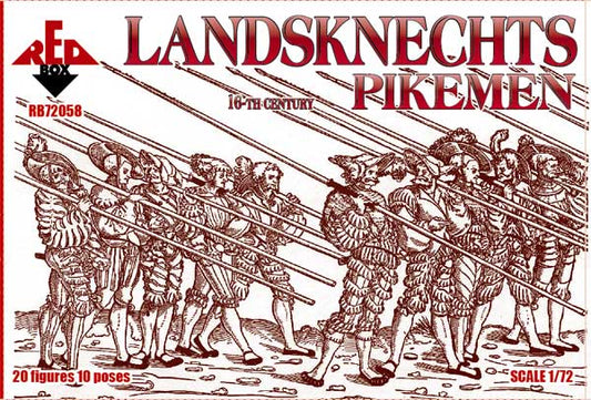 REDBOX 1:72 RB72058 16TH CENTURY LANDSKNECHTS (PIKE) 20 FIGURES/10 POSES