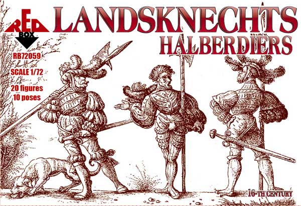 REDBOX 1:72 RB72059 16TH CENTURY LANDSKNECHTS (HALBERDIERS) 20 FIGURES/10 POSES