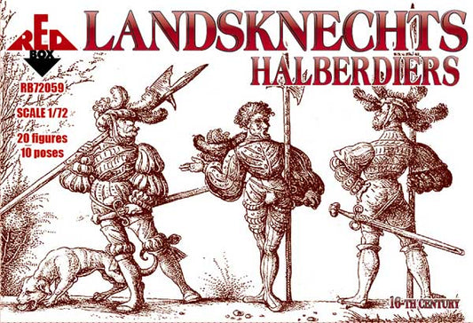 REDBOX 1:72 RB72059 16TH CENTURY LANDSKNECHTS (HALBERDIERS) 20 FIGURES/10 POSES
