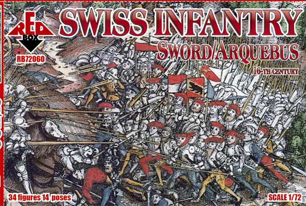 REDBOX 1:72 RB72060 16TH CENTURY SWISS INFANTRY (SWORD/ARQUEBUS) 34 FIGURE