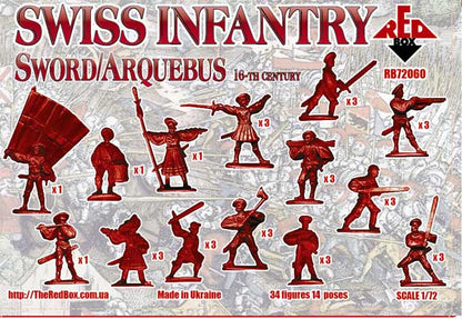 REDBOX 1:72 RB72060 16TH CENTURY SWISS INFANTRY (SWORD/ARQUEBUS) 34 FIGURES