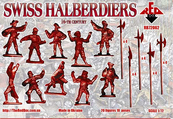 REDBOX 1:72 RB72062 16TH CENTURY SWISS INFANTRY HALBERDIERS (20 FIGURES) TAN