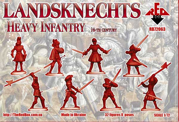 REDBOX 1:72 RB72063 16TH CENTURY LANDSKNECHTS HEAVY INFANTRY (32 FIGURES) GRAY