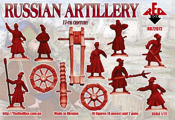 REDBOX 1:72 RB72072 17TH CENTURY RUSSIAN ARTILLERY 16 FIGURES/8 POSES & 2 GUNS