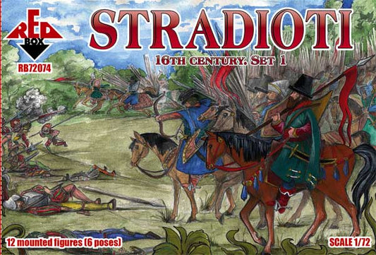 REDBOX 1:72 RB72074 16TH CENTURY STRADIOTI SET 1 (GREEN) 12 MOUNTED FIGURES