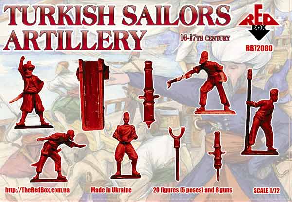 REDBOX 1:72 RB72080 16-17TH CENTURY TURKISH SAILORS ARTILLERY 20 FIGURES /8 GUNS