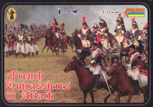 STRELETS-R 1:72 SET 105 NAPOLEONIC FRENCH CUIRASSIERS IN ATTACK  (BLUE)
