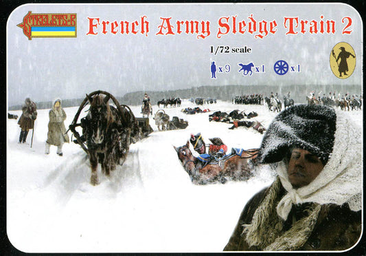 STRELETS-R 1:72 SET 134 NAPOLEONIC WARS FRENCH ARMY SLEDGE TRAIN 2 (BLUE & GRAY)