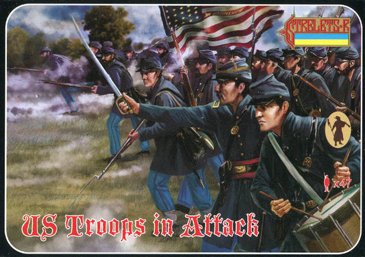 STRELETS-R 1:72 SET 150 AMERICAN CIVIL WAR US INFANTRY IN ATTACK (BLUE)