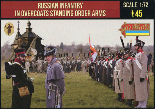 STRELETS-R 1:72  219 NAPOLEONIC RUSSIAN INFANTRY OVERCOATS STANDING ORDER ARMS