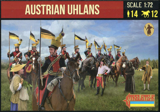 STRELETS-R 1:72 SET 275 NAPOLEONIC WARS AUSTRIAN UHLANS (14 SOLDIERS/12 HORSES)